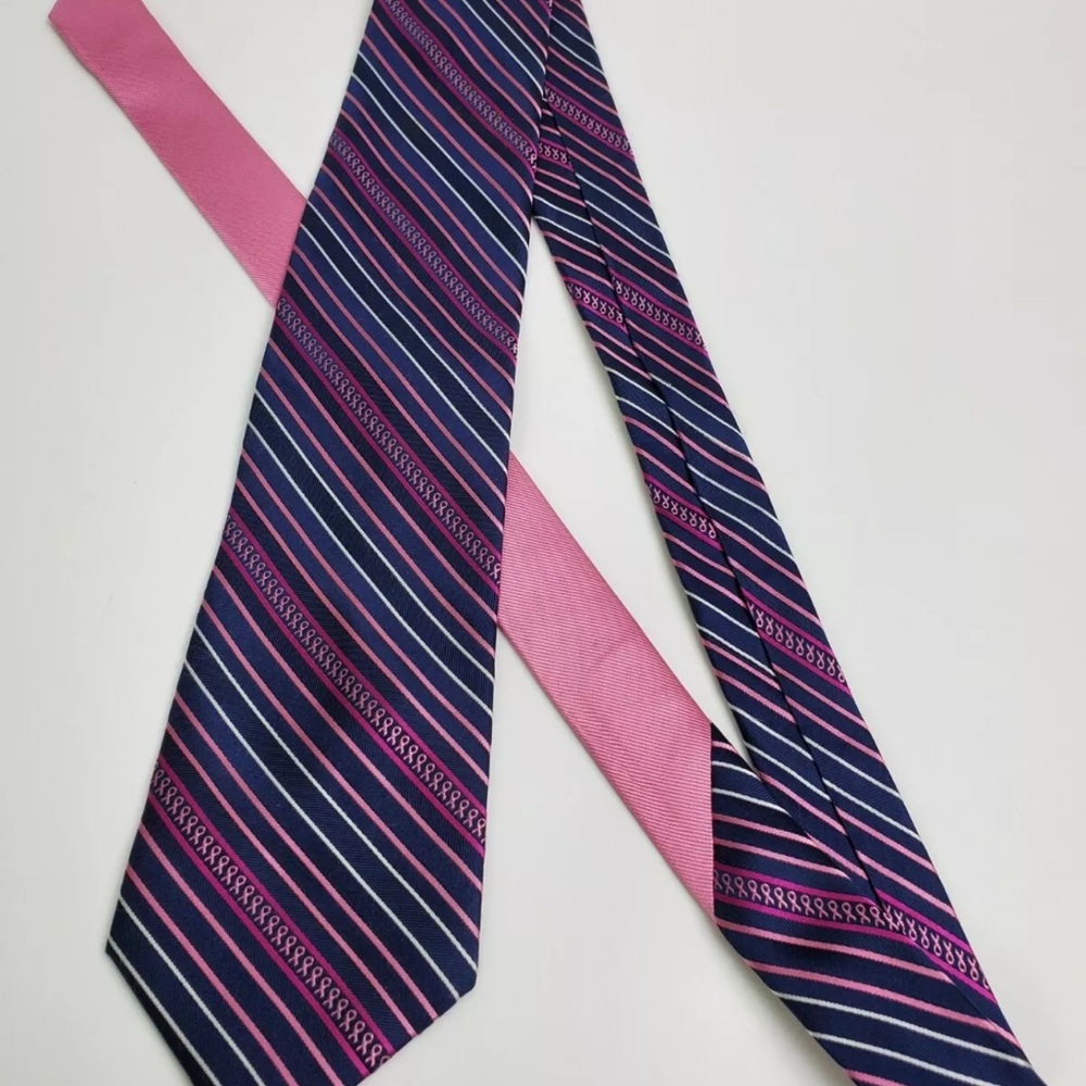 Real Men Wear Pink Neck Tie By Diane Katzman Breast Cancer Awareness Silk